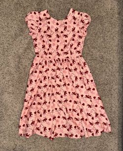 Collectif Cupid Heart Print A-Line Dress Pink Red XL Ruffle Sleeve Knee Length