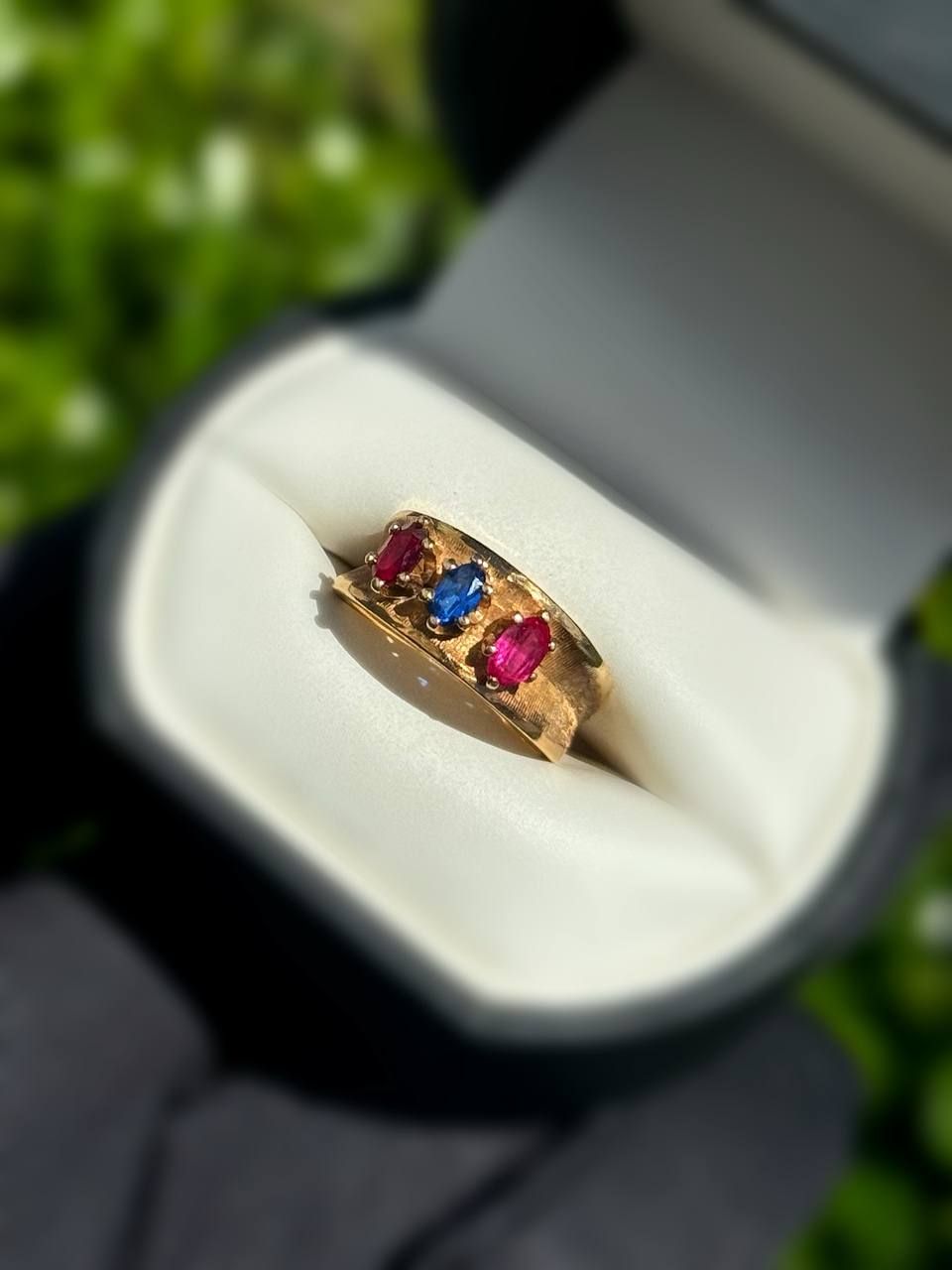 Jewelry 14k solid yellow gold sapphire ruby rose quartz 0.60CTW ring size 5.50