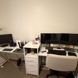 93” Double Desk with Charging Station and Storage