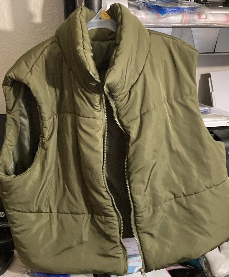 Olive Green Puffer Vest