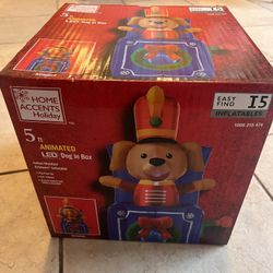 Christmas Blow Up Dog Jack In The Box Decoration 