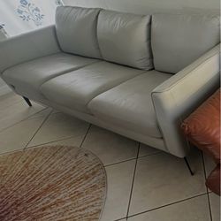 Macy gray leather sofa and love seat