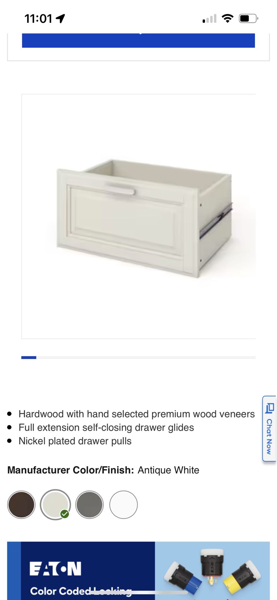 allen + roth Hartford 21.5-in x 10.75-in x 14.75-in Antique White Drawer Unit