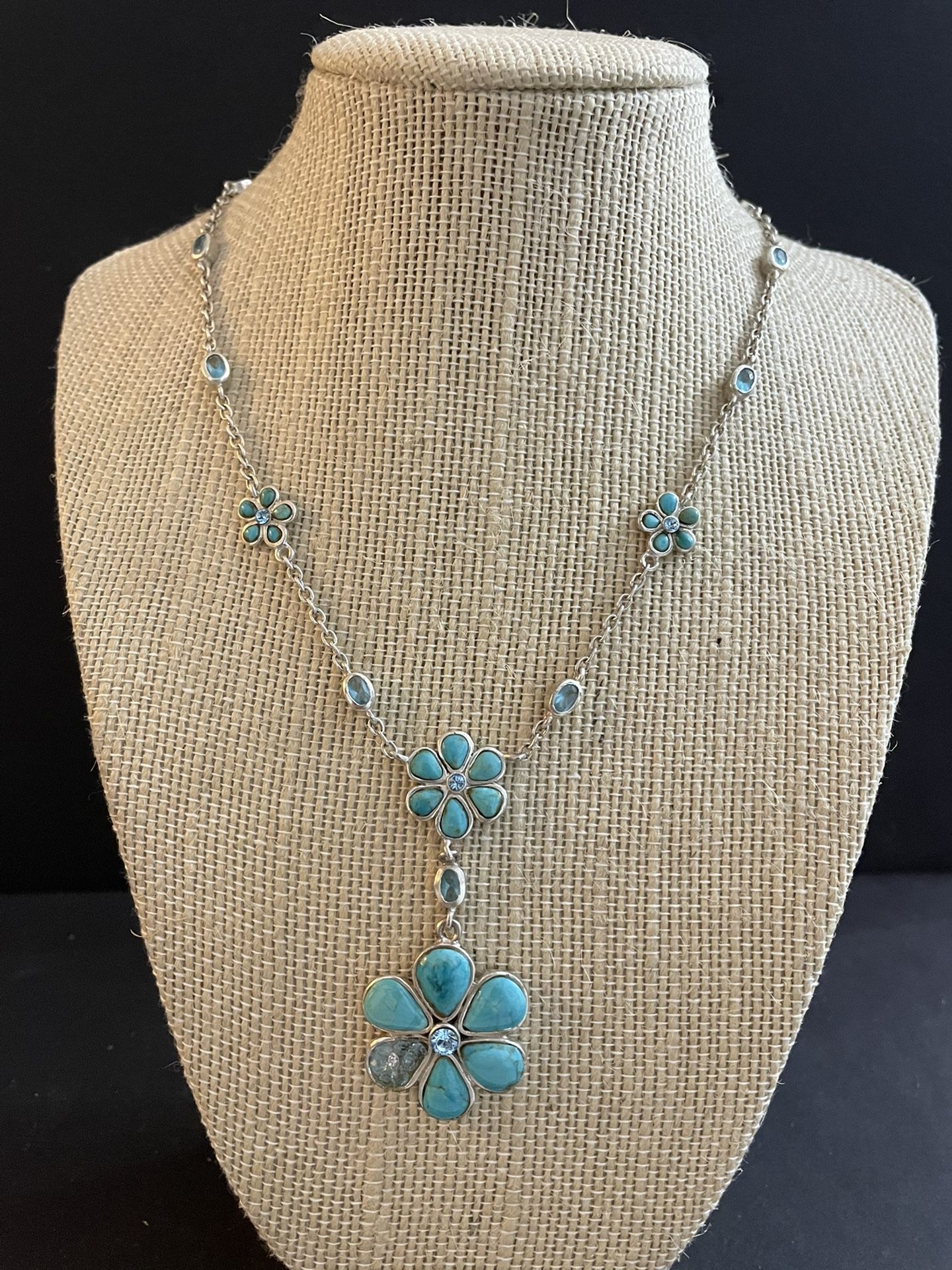 Silver 925 Barse signed turquoise necklace 21” inches long