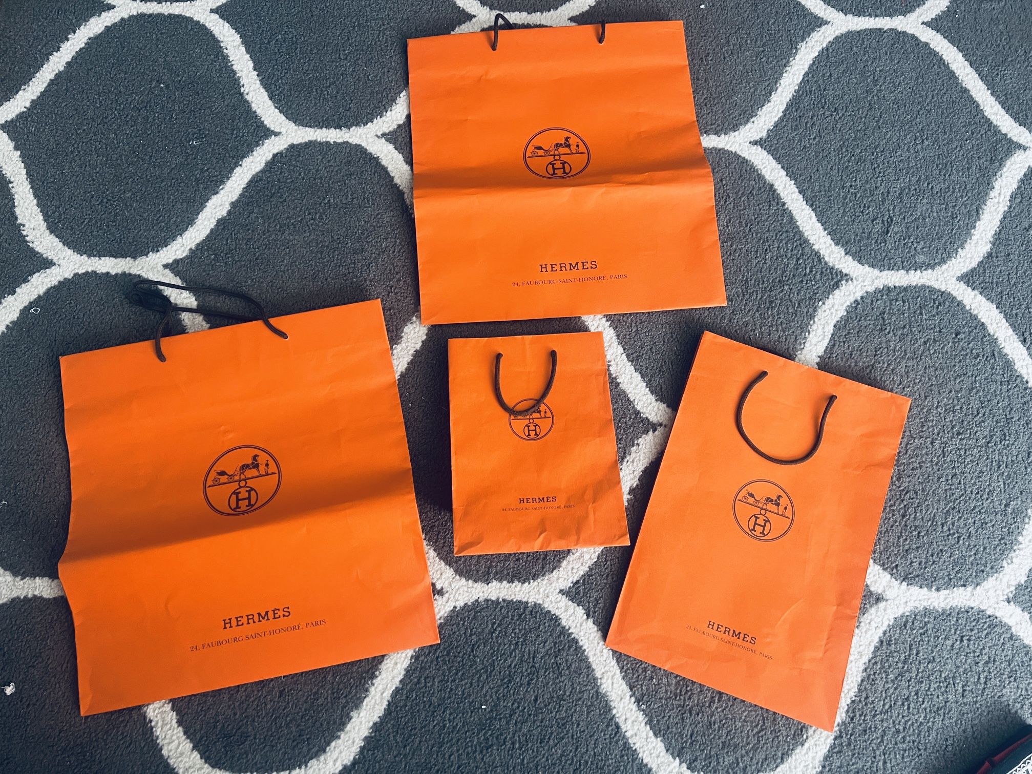 Authentic Hermes shopping bags