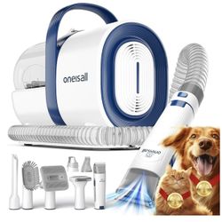 oneisall Dog Grooming Vacuum, Pet Grooming Vacuum with Clipper Nail Grinder, 1.5L Dust Cup Dog deshedding Vacuum Brush with 7 Pet Grooming Tools 