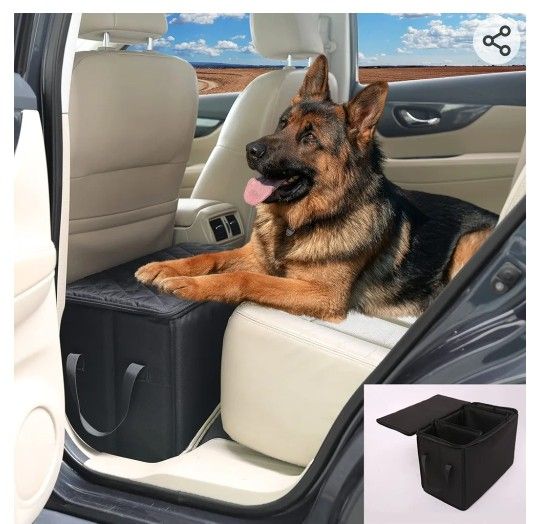 Dog Car Seat Extender with Storage, Suitable for Dogs up to 200lbs, Car Seat Gap Filler, Protect Dogs Not Fall Into The Floor Area, Dog Car Seat for