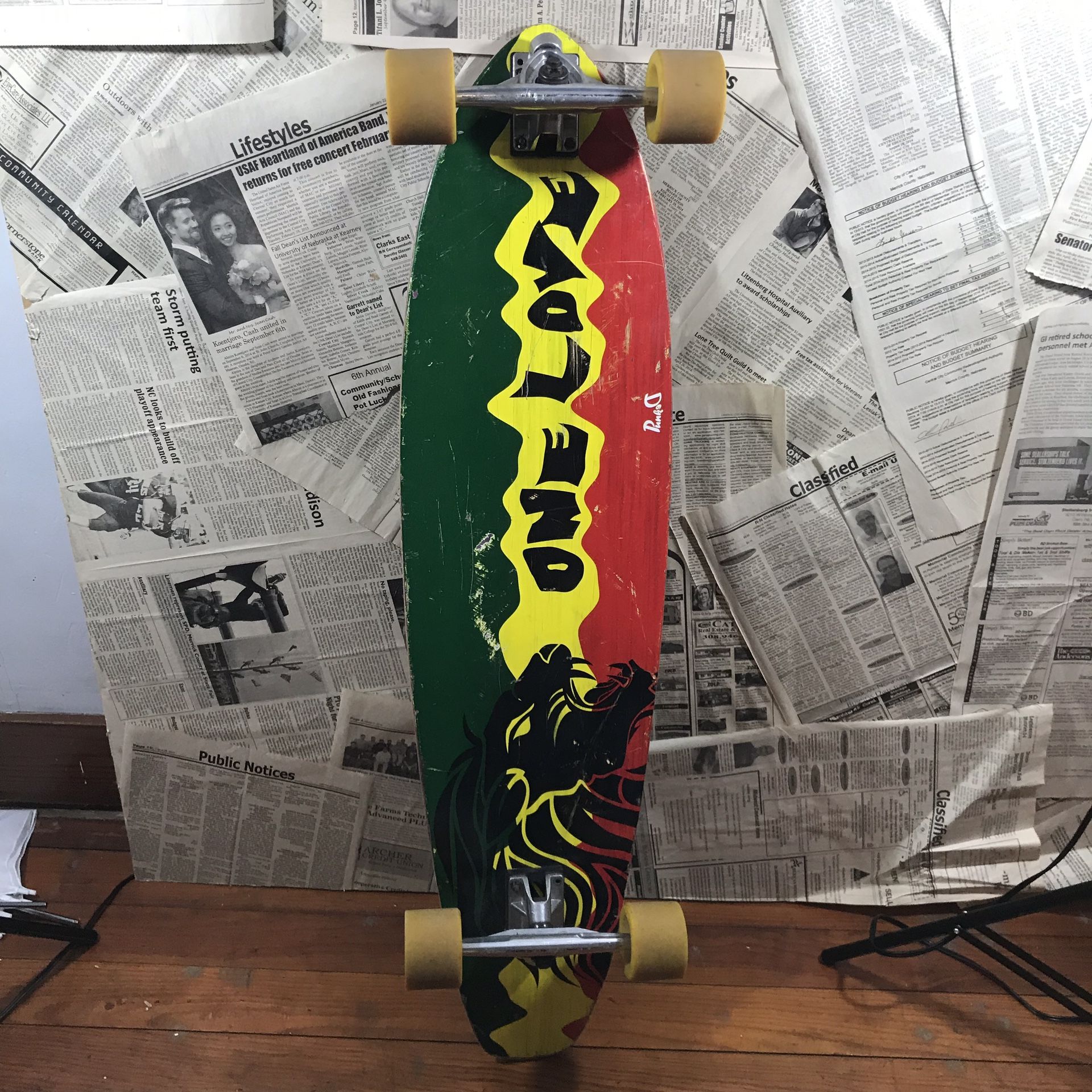 Longboard Skateboard Bob Marley Rasta One Love Lion Jamaica