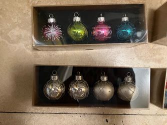 Glass Christmas Ornament Sets with Glitter Detail