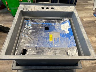 24-in x 24-in 1-Basin Gray Freestanding Utility tub with Drain with Faucet