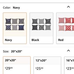 Top Finel Accent Decorative Throw Pillow Covers Durable Canvas Outdoor Throw Pillow Covers 20 X 20 for Couch Bedroom, Set of 6, Navy