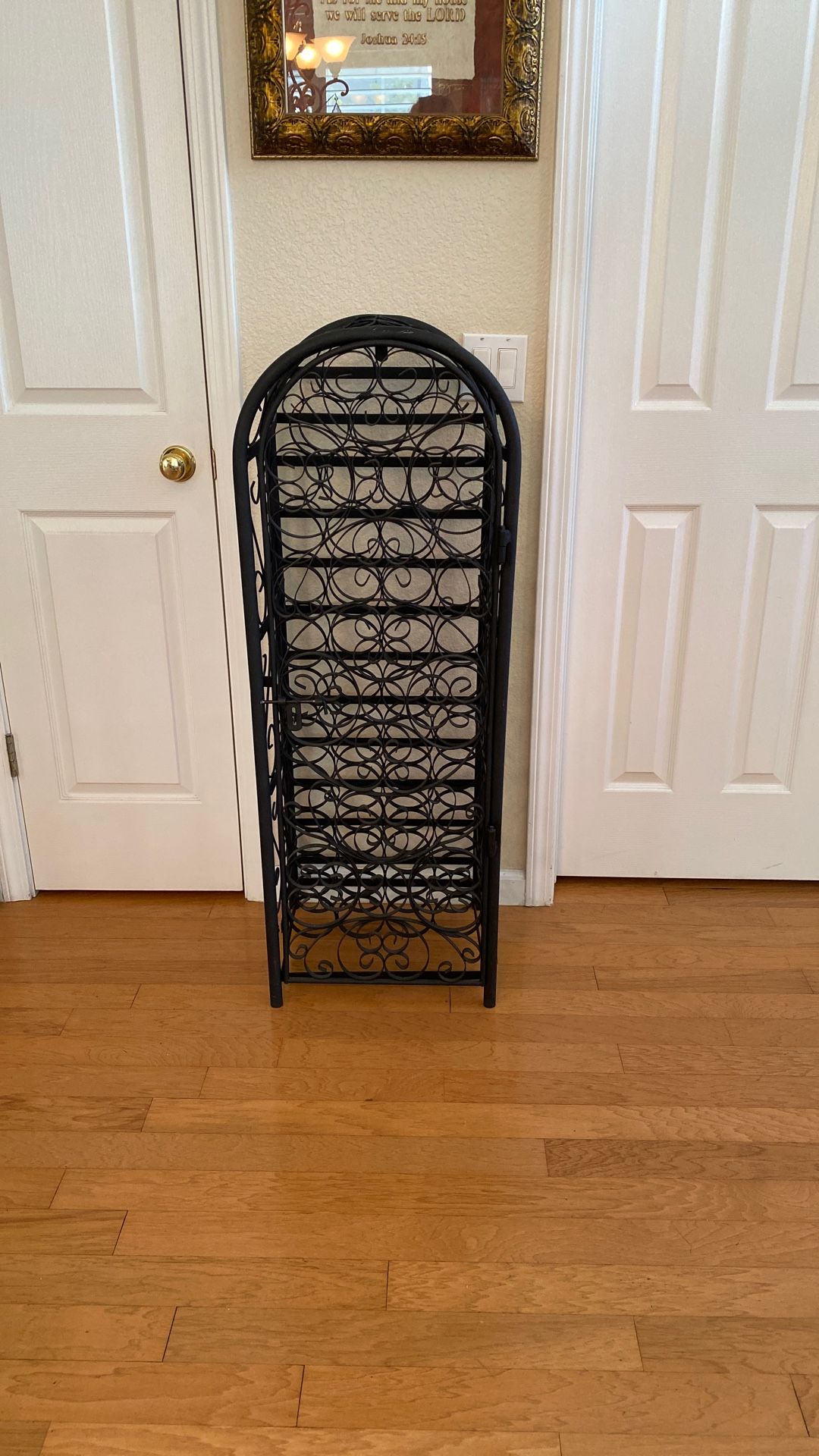 Wrought Iron Wine Rack Locking Jail Cabinet Holds 45 Bottles
