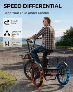 ❤️ STABILITY & COMFORT FOR EVERYDAY RIDING  🚲 SOUMYE S-186 ADULT ELECTRIC TRIKE  Tired of balancing a traditional 2-wheel bike? Enjoy the confidence 