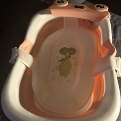 Baby Bath Tub With Thermometer (Pink Frog)