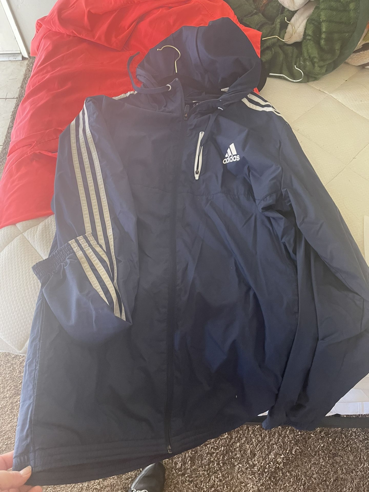 adidas XL Navy Blue Windbreaker Men Size
