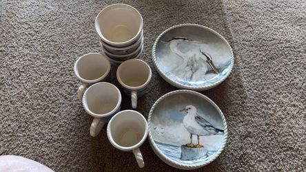 Sea bird ceramic dish set