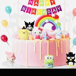 Sanrio 20pcs Kuromi Hello Kitty Birthday Cake Topper 