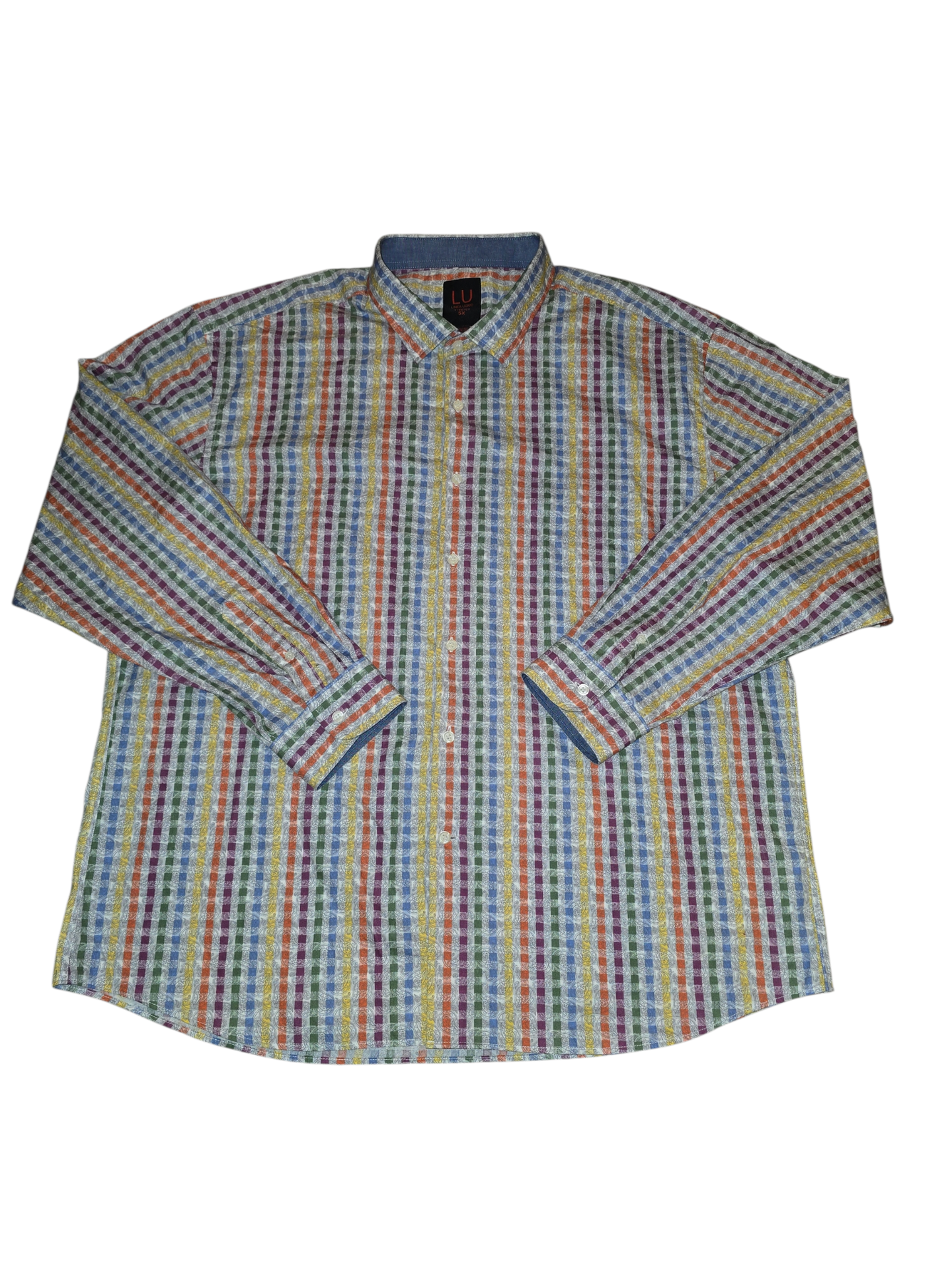 Paisley Multicolor Striped Men's Button Down Shirt (SUPER SLIM FIT MORE LIKE 3X)