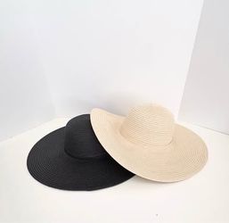 Two Women's Wide Brimmed Summer Hats | Black & Tan