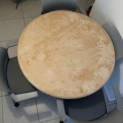 Large Table And Brand New 4 Gray Rolling Chairs