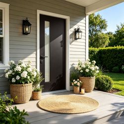36x80 Fiberglass Front Door with White 4-9/16 PVC Frame,Right-Hand Inswing Exterior Door with Brickmould,Contemporary minimalist smooth skin with fros