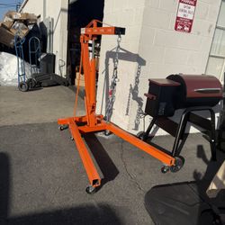 KFFKFF Engine Lift, 2 Ton/4400 lb Folding Hydraulic Engine Lift, Folding Workshop Crane for Engine Repair, Lifting and Loading, Includes Crane Leveler