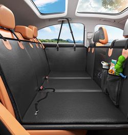 Hard Bottom Dog Car Seat Cover for Back Seat, PU Leather Dog Seat Extender 100% Waterproof, Anti Scratch, Safer, Easy to Use and Clean, Holds 400lbs, 