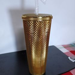 Opalhouse Target Spiky Studded Tumbler with Straw 26.2oz Yellow Gold NEW