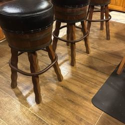  (3) Bar Stools  Barrel Style Vintage Heavy
