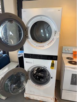 LG WashTower Smart Washer & Electric Dryer Combo ThinQ – White – WKE100HWA