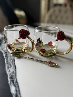 Beautiful Rose 🌹 Glass Coffee/tea Mugs 