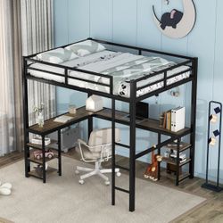 Full Size High Loft Bed With Desk Bunk Bed With Desk