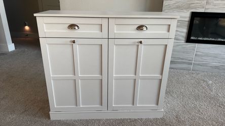 White Double Tilt-Out  Cabinet