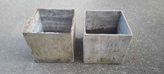 2 Large Square Fiberglass Flower Pots