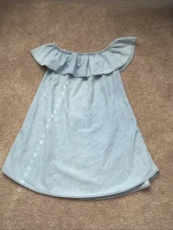 Express Blue Chambray Denim Off the Shoulder Ruffled Mini Dress Size XS