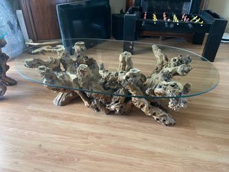 Grapevine Coffee Table and table Real wood 53”x 33”-15” and 19”x 19”—17
