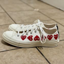 Women's White and Red Heart converse