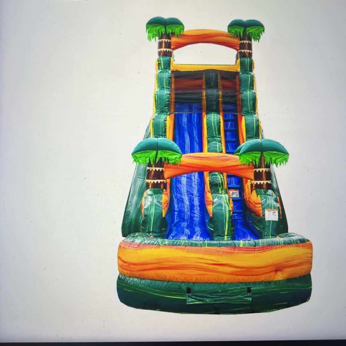 Cali Palma 15’x36’ Inflatable Water Slide With Detachable  Pool And Air Blower