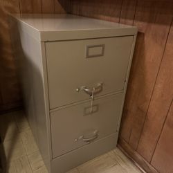 2 Drawer Metal File Cabinet with Hanging Folders and Labels