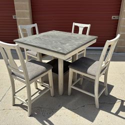 Bar Height Dining Room Set Weathered Gray 