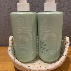 Plant based body wash and body milk.