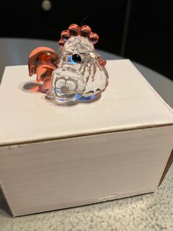 Swarovski Lovlot Ko Ko rooster figurine. Peach and clear crystal