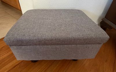 Dark Grey Small Storage Ottoman with Hidden Storage