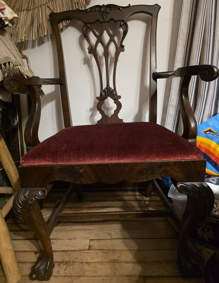 2 Antique Chippendale Arm Chairs 