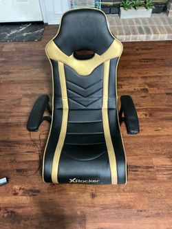X Rocker 24K Floor Rocker Gaming Chair, with Headrest Mounted Speakers, 2.1 Bluetooth, Recliner with Padded Armrest, 5110501, 36.2" x 20.8" x 31.5", B