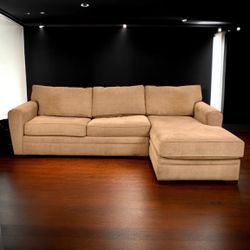 Taupe Chenille Raymour & Flanigan Artemis II 96” by 66" 2pc Sectional Sofa with RAF Chaise