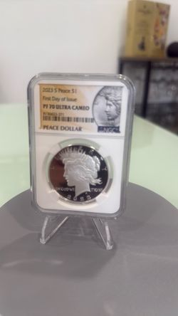 2023 S peace $1 first Day of issue  PF 70 ultra cameo  Peace dólar