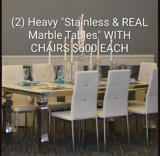 Beautiful Modern Real Marble Dining Table With Chairs