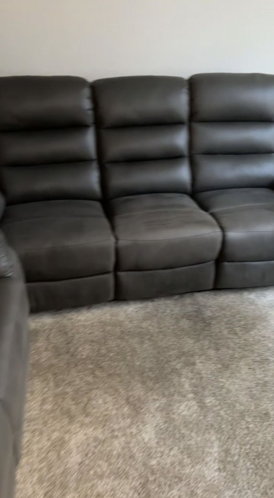 Grey Recliner Couch & Love Seat