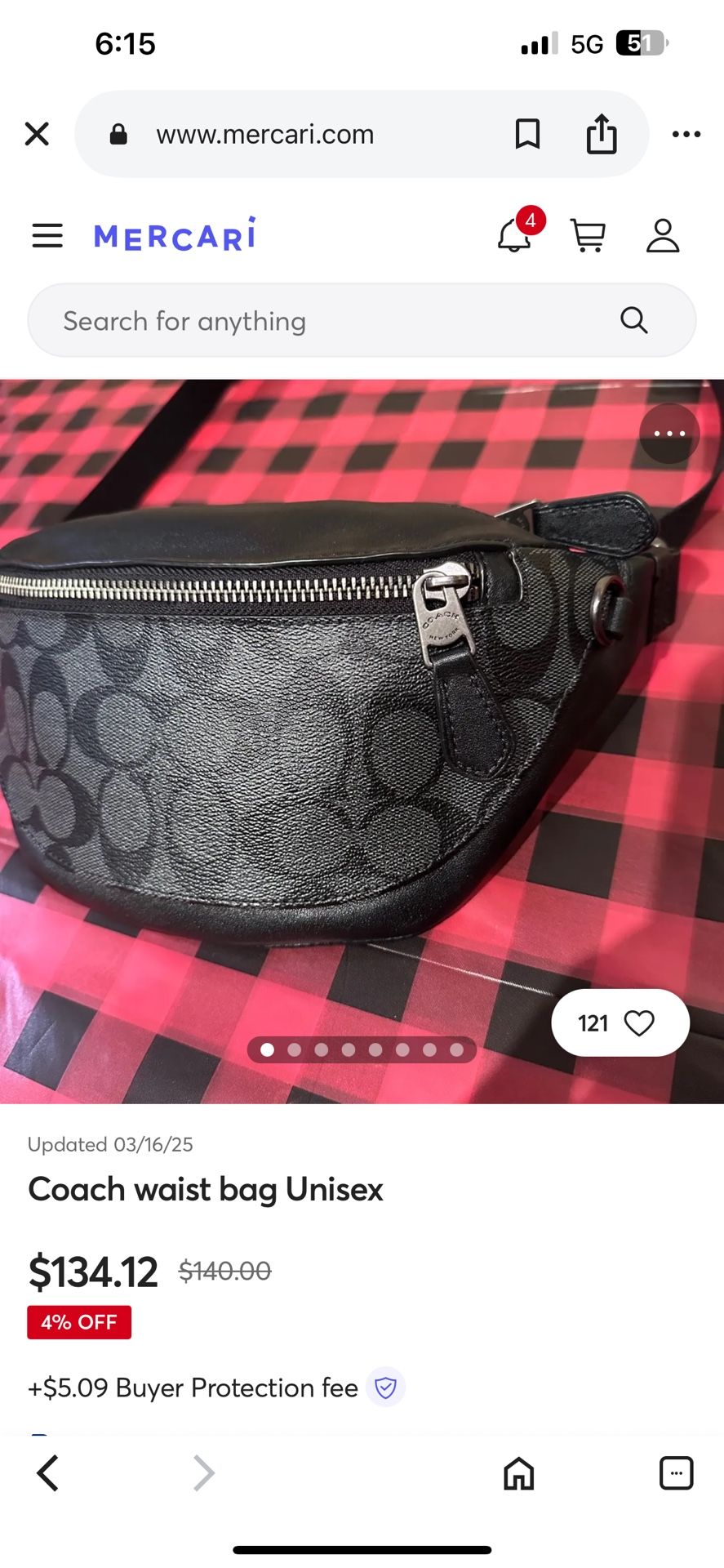 Coach Signature Leather BLACK CC Logo Belt Bag /Fanny Pack